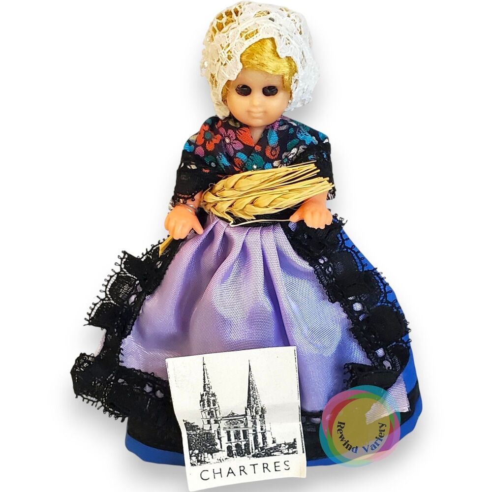 VTG Chartres France Souvenir Doll Traditional Provincial Dress Cathedral Tag